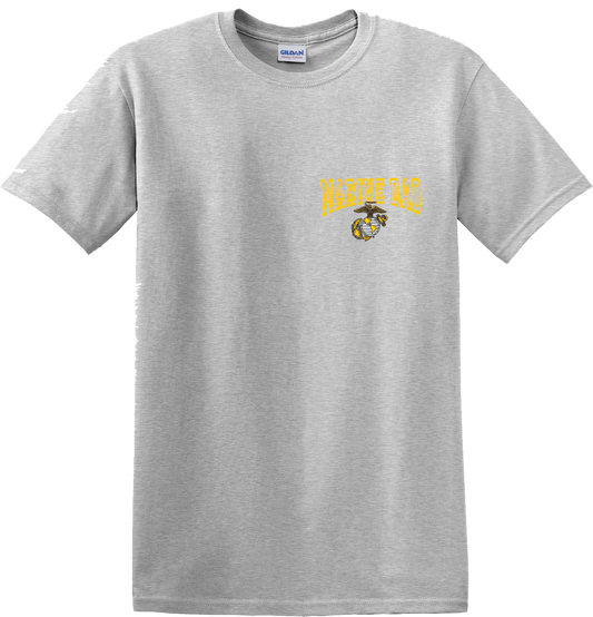 MARINE DAD with Eagle, Globe and Anchor on Grey T-Shirt