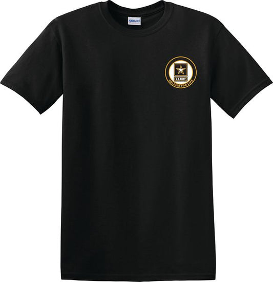U.S. Army Soldier For Life Design Front Left Chest on Black T-Shirt