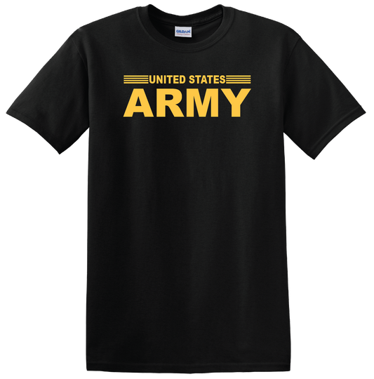 United States Army Design on a Black Cotton T-Shirt