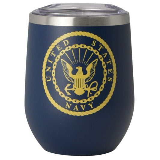 U.S. Navy Crest on 11 oz. Blue Stainless Steel Tumber