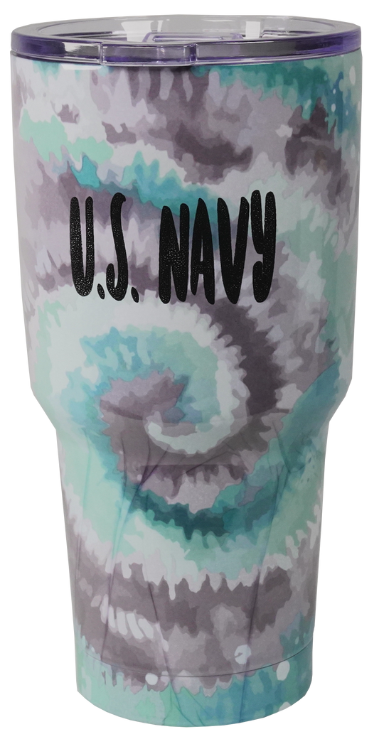 U.S. Navy Imprint on Tye Dye Stainless Tumbler - 28 oz.