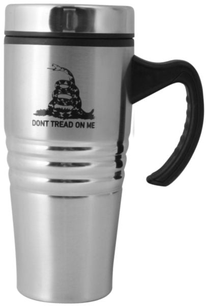 Don't Tread on Me Imprint on Stainless Tumbler with a Handle