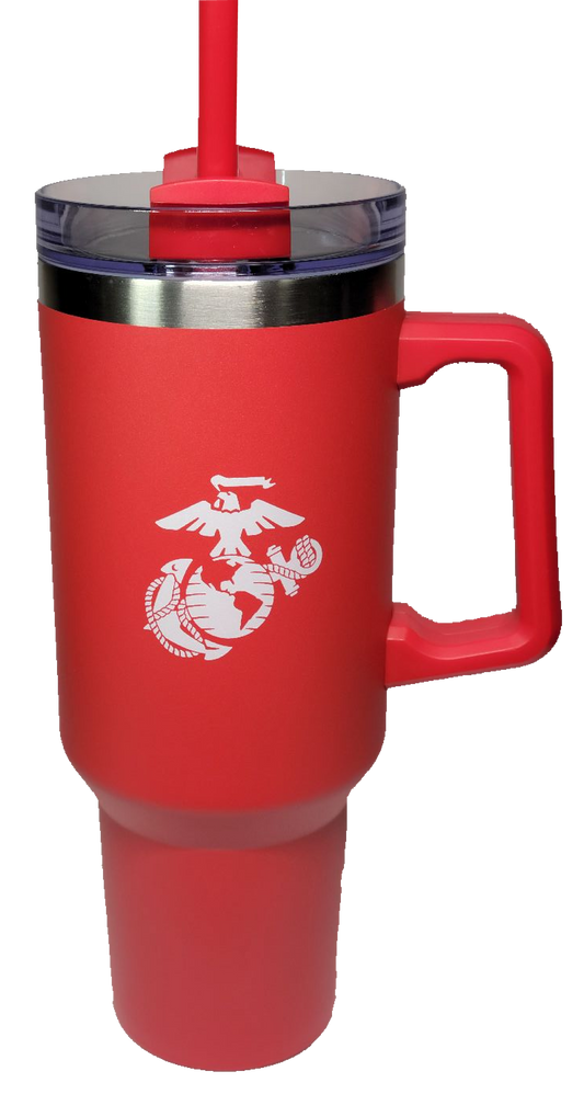 Marine EGA on 40oz Double Wall tumbler with Handle