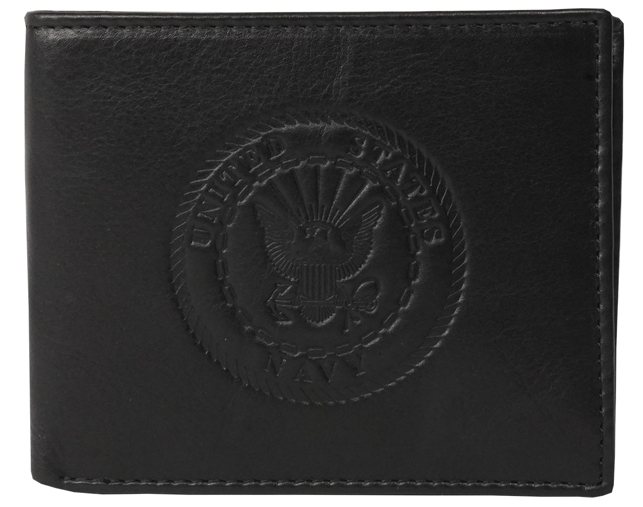 US Navy Crest Bifold Embossed Black or Brown Wallet