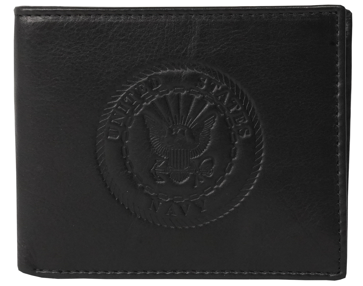 US Navy Crest Bifold Embossed Black or Brown Wallet