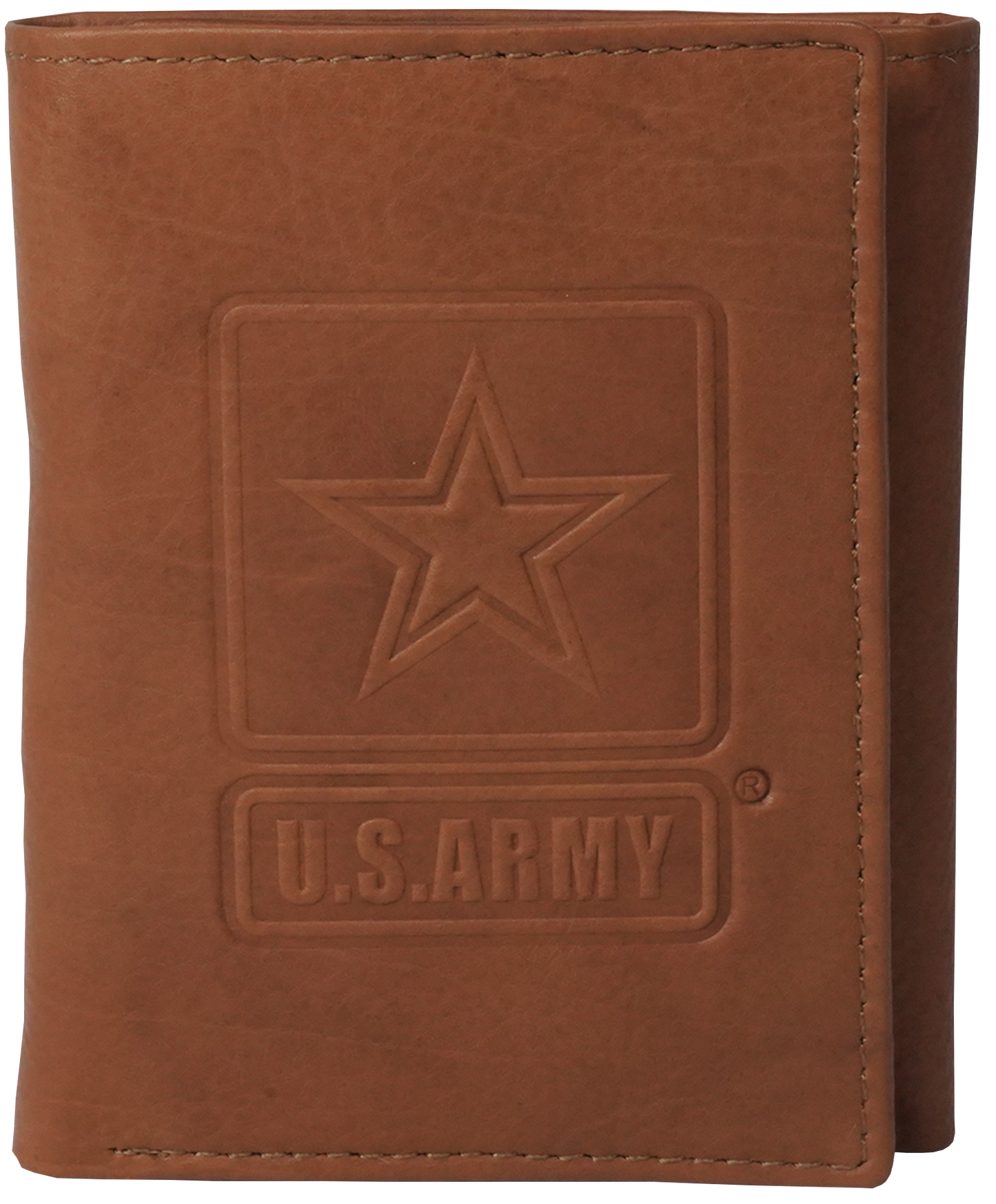 U.S. Army Star Embossed on 100% Brown Trifold Wallet