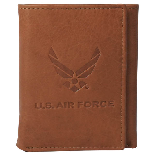 US Air Force USAF Trifold Embossed Brown Wallet