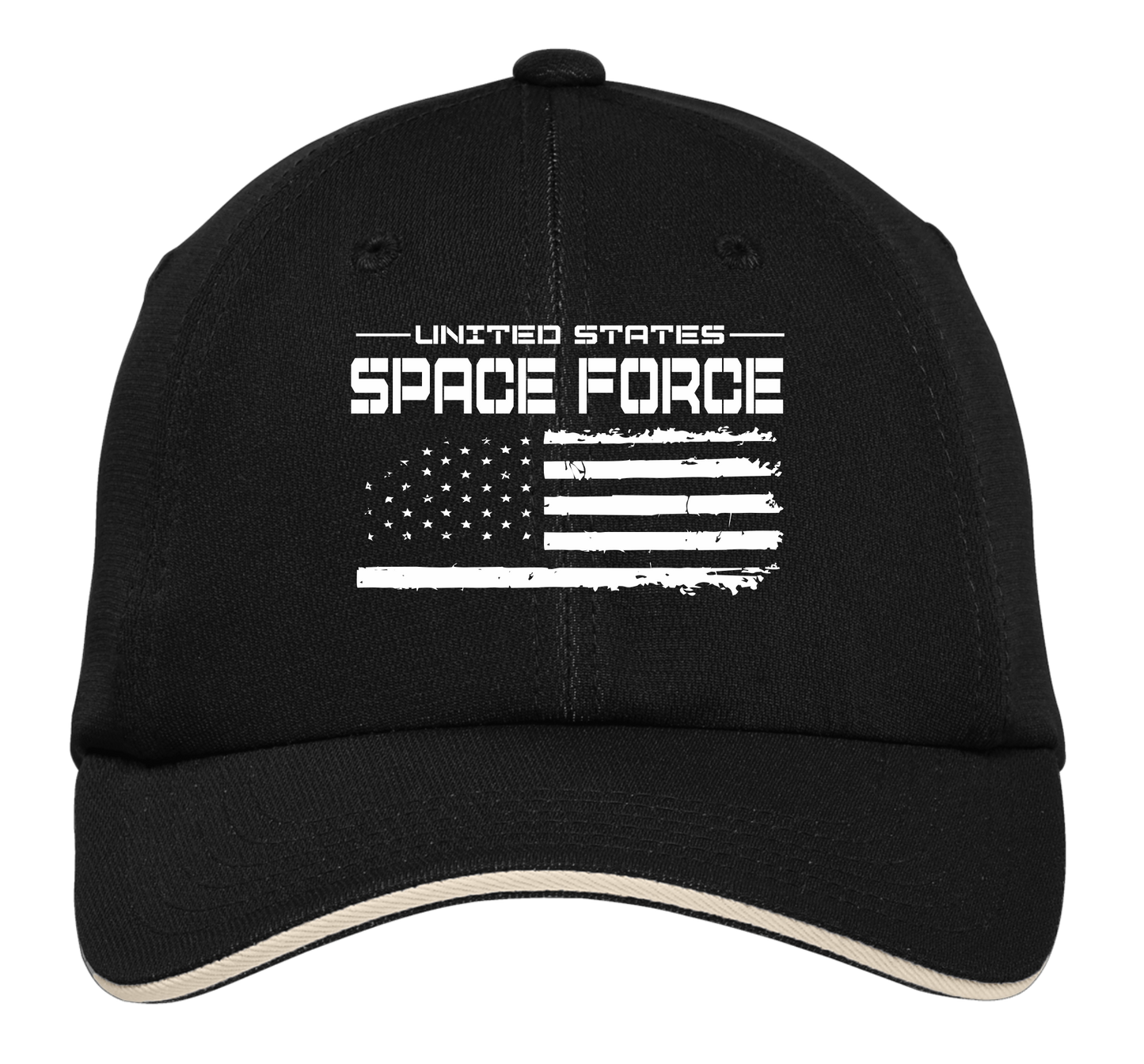 United States Space Force Flag Design on Black/White Cap