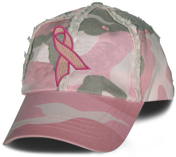Breast Cancer Ribbon on Ball Cap