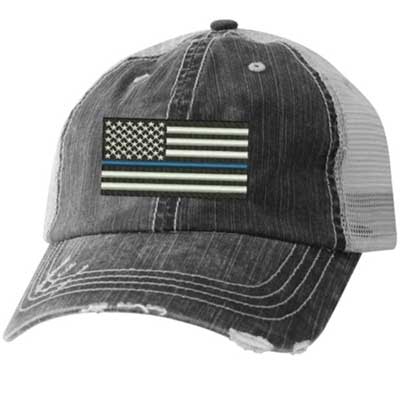 American Flag Blue Line Police Cap