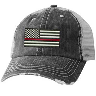 American Flag Red Line Fire Rescue Cap