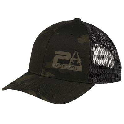 2A 2nd Amendment Est 1791 Camo Trucker Ball Cap