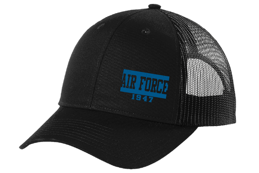 Air Force 1947 on left panel on Black Snapback Trucker Cap