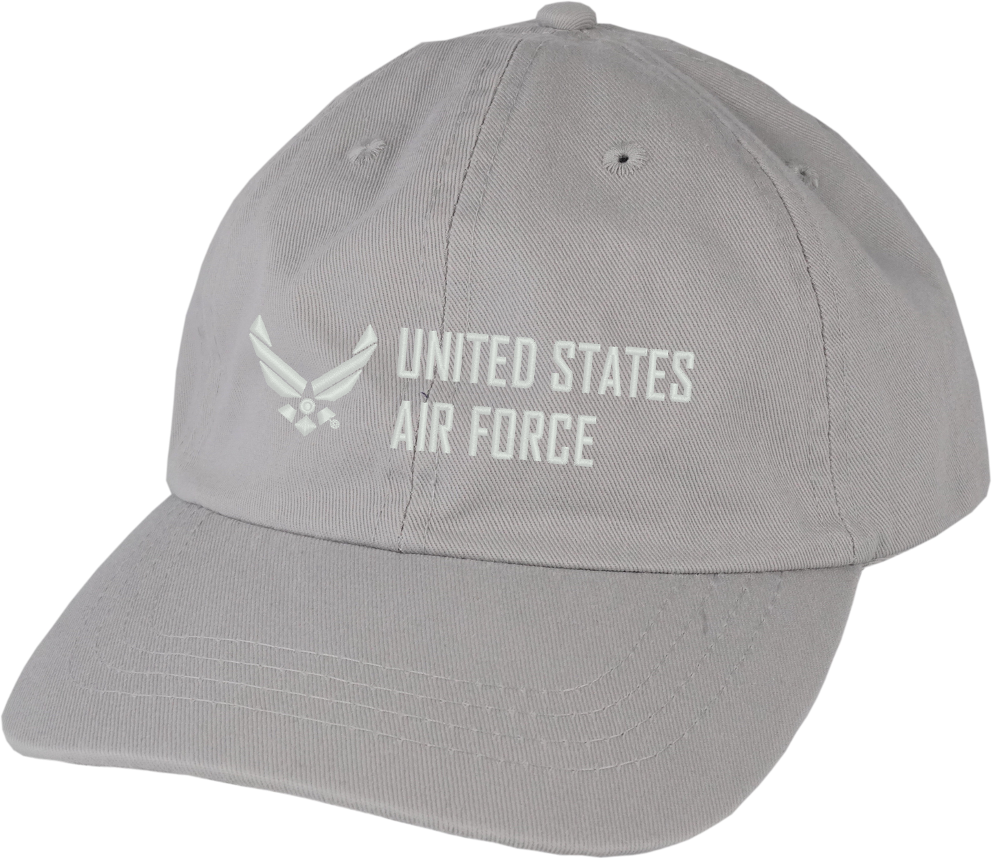 U.S. Air Force with Symbol on Grey Unstructured Ball Cap