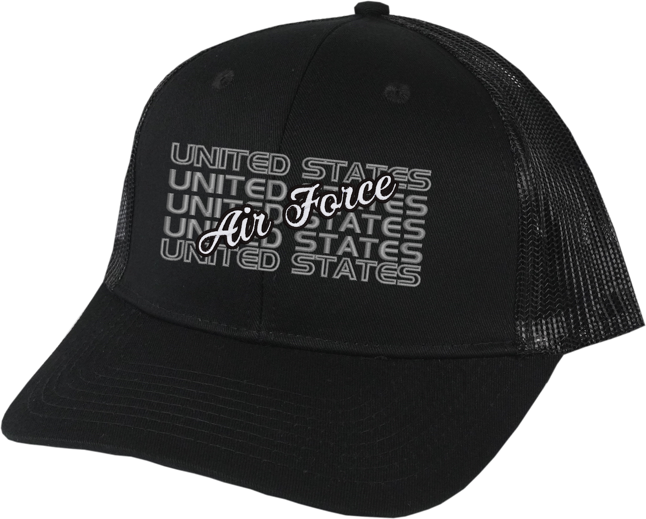 United States Air Force on Black Snapback Trucker Cap