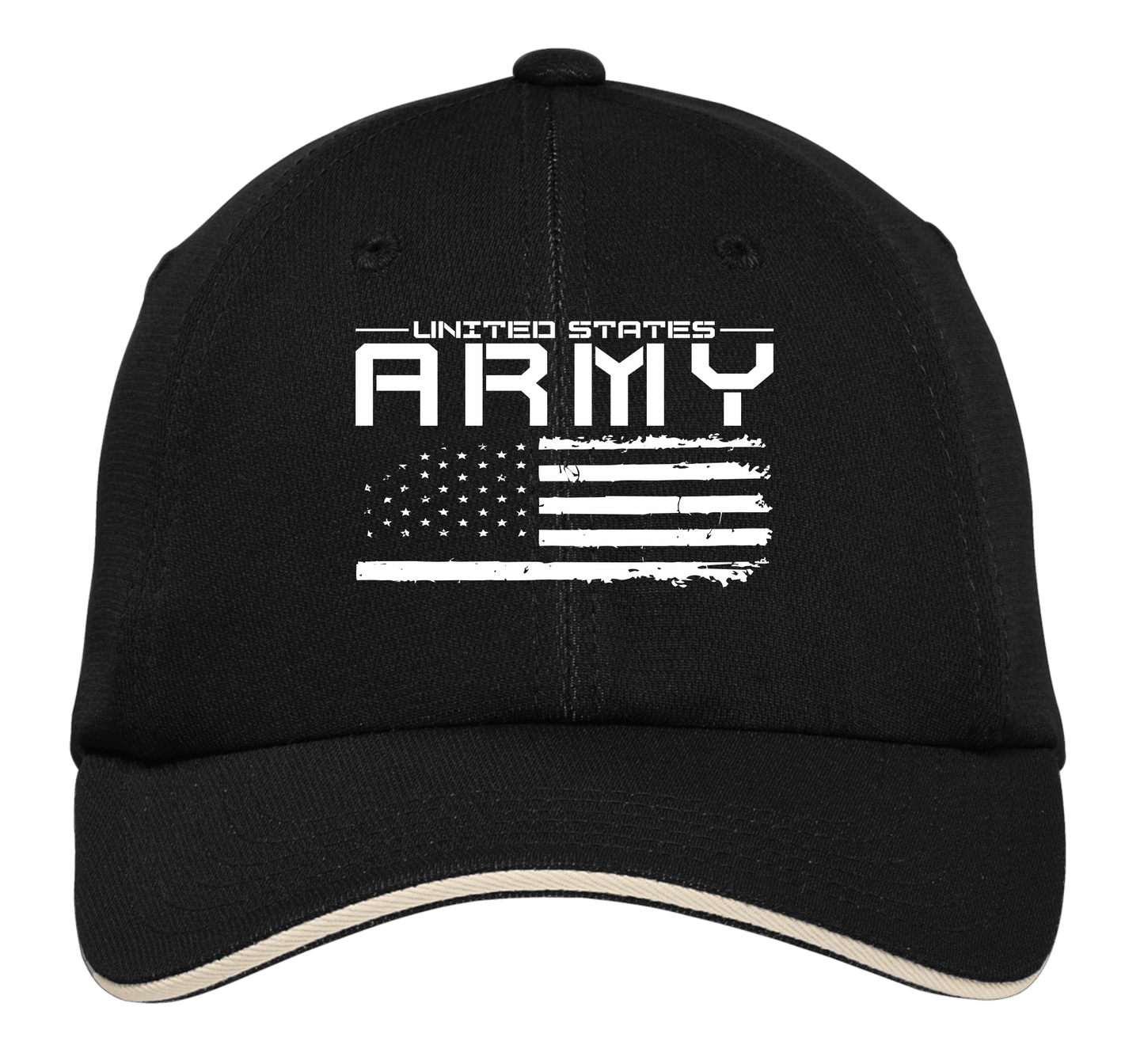 United States Army Flag Design on Black/White Cap