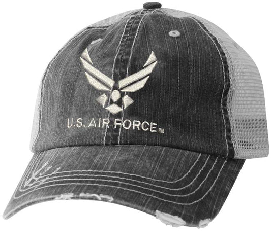 Air Force USAF Wing Distressed Trucker Cap