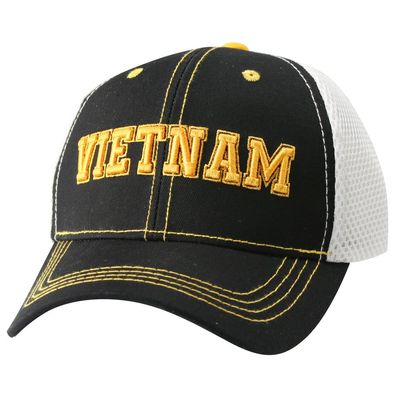 Vietnam Veteran Black with White Mesh Ball Cap