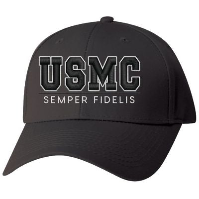 USMC Semper Fidelis Embroidered Black Ball Cap