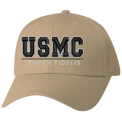 USMC Semper Fidelis Embroidered Khaki Ball Cap