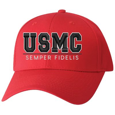 USMC Semper Fidelis Embroidered  Red Ball Cap