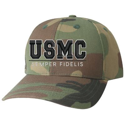 USMC Semper Fidelis Embroidered Camo Ball Cap