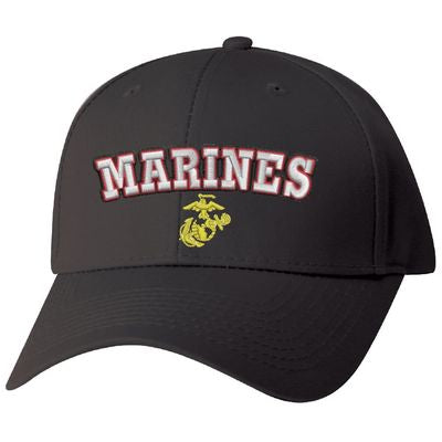 US Marine EGA Raised Embroidered Black Ball Cap