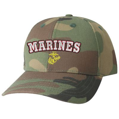 US Marine EGA Raised Embroidered Camo Ball Cap
