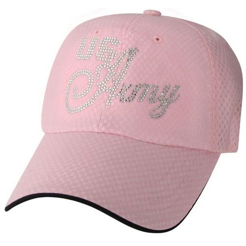 US Army Rhinestone Cap, Pink Mesh