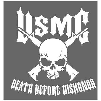 USMC Death Before Dishonor Decal, Skull