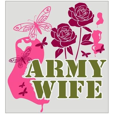 US Army Wife Decal, Butterfly Flowers