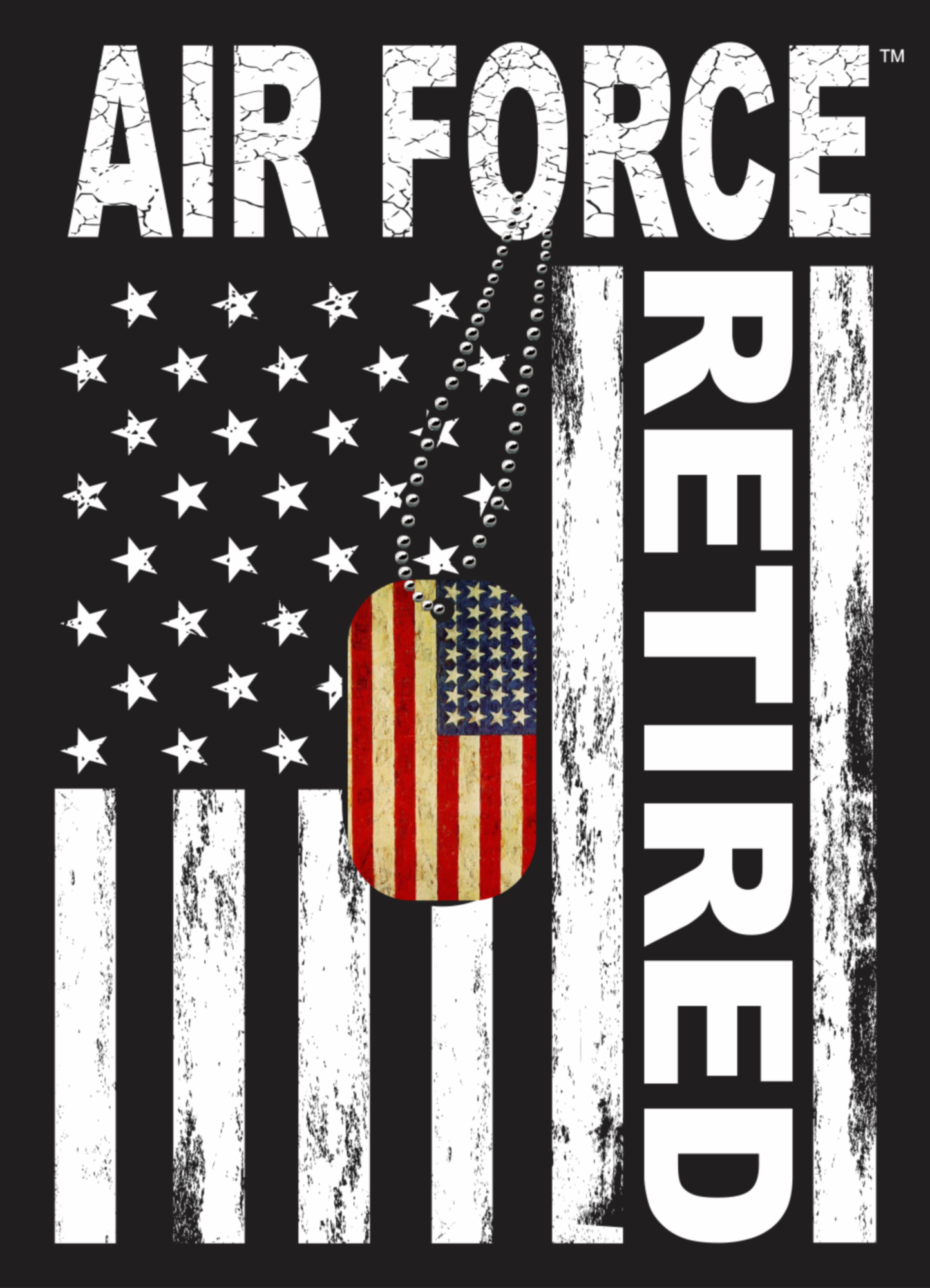 Air Force Retired Flag with Dog Tags Sticker