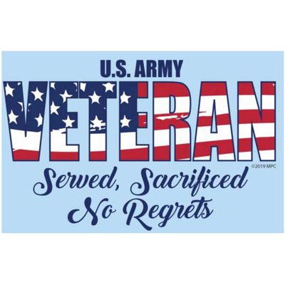 US Army Veteran No Regrets Decal
