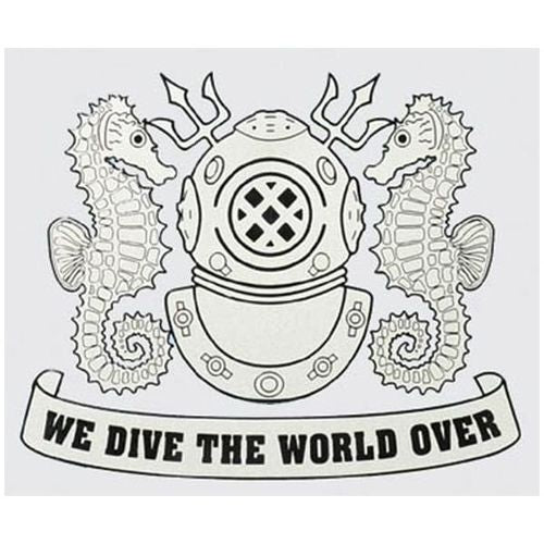 Navy Diver Silver Decal, We Dive The World