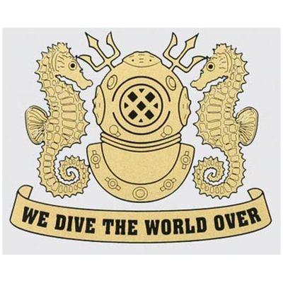 Navy Diver Gold Decal, We Dive The World