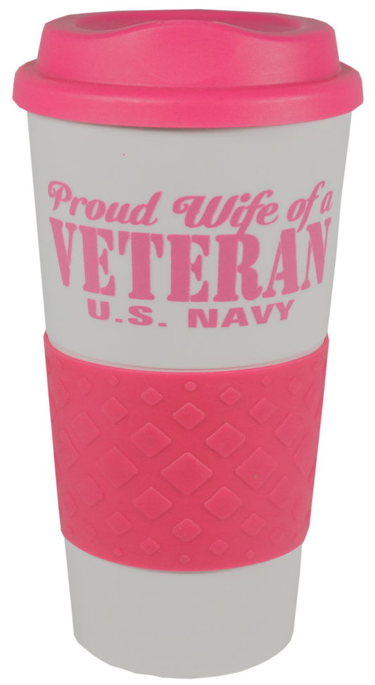 Proud Wife of a Navy Vet Mug, Grip N Go