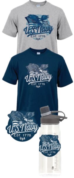 United States Navy Shirt/Water Bottle Gift Pack