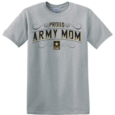 Proud Army Mom Stars Ladies Grey T-Shirt
