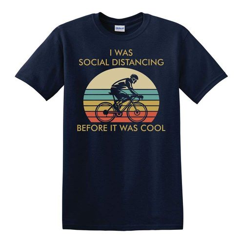 Social Distancing Before It Was Cool "Biking" Blue T-Shirt