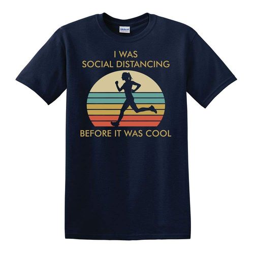 Social Distancing Before It Was Cool "Girl Runner" Blue T-Shirt