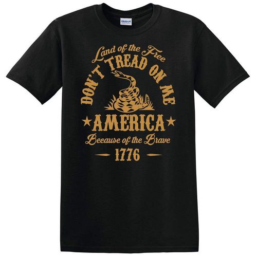 Land Of The Free, Because of the Brave Don't Tread On Me Black T-Shirt