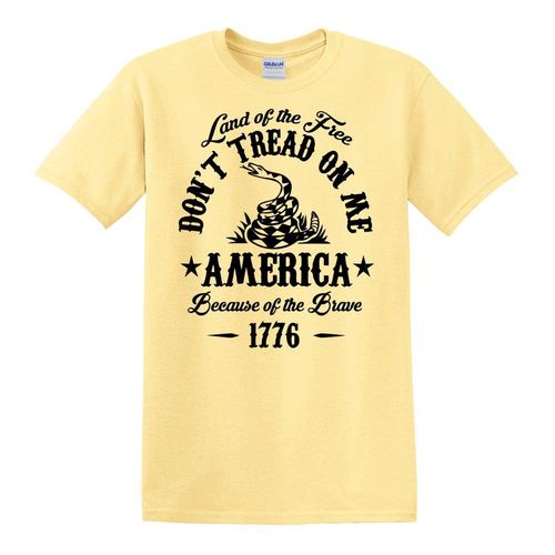 Land Of The Free, Because of the Brave Don't Tread On Me Yellow T-Shirt