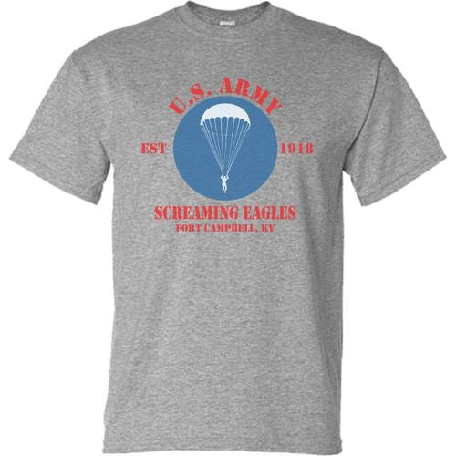 US Army Screaming Eagles Est. Fort Campbell Grey T-Shirt