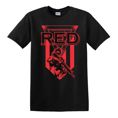 Red Friday with Soldiers Black T-Shirt