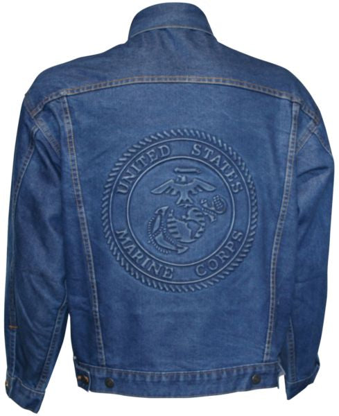 US Marine Crest Denim Embossed Jacket