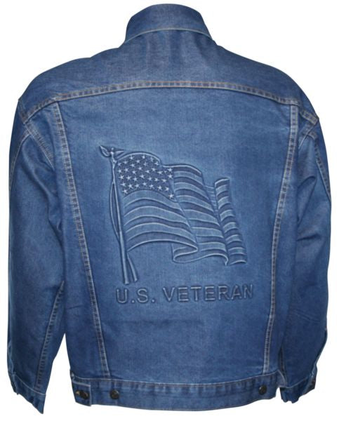 American Flag VETERAN Denim Embossed Jacket