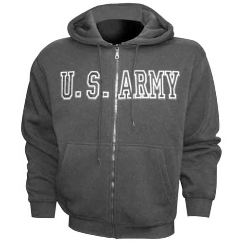 US Army Full-Zip Embroidered Grey Fleece Sweatshirt
