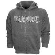 US Air Force Full-Zip Embroidered Grey Fleece Sweatshirt