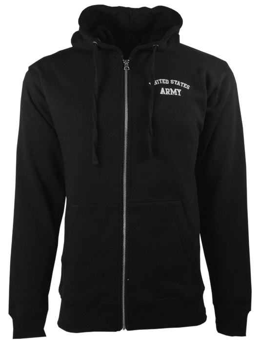 United States Army on Fleece Zip Up Hoodie