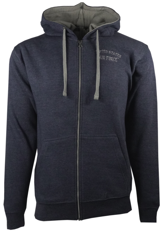 United States Air Force on Fleece Zip Up Hoodie